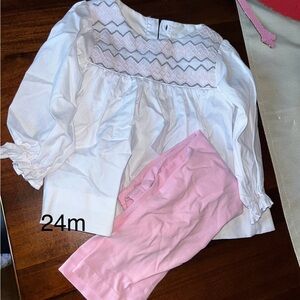 Baby Girl's White and Pink Outfit - 24m